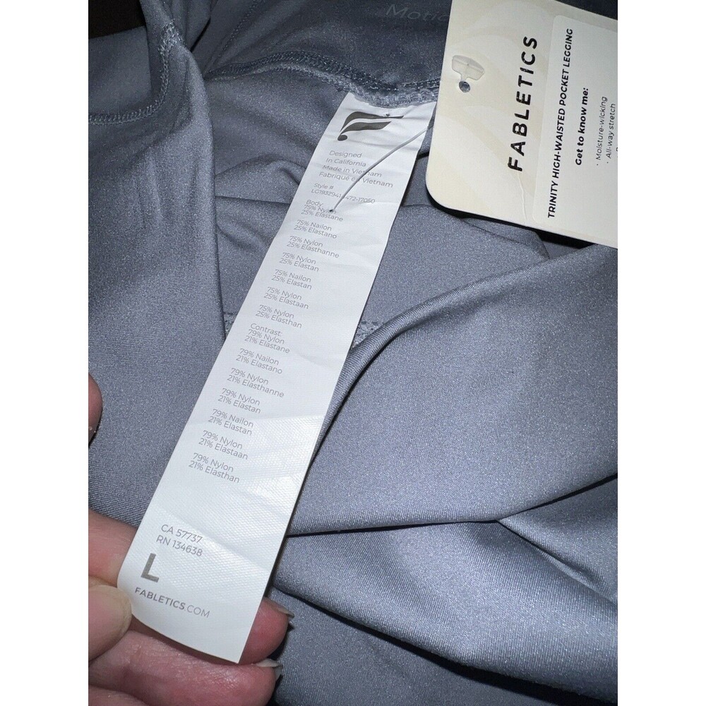 Fabletics Trinity Motion 365 Leggings Womens L High Waist Pocket Raincloud New - Picture 8 of 9